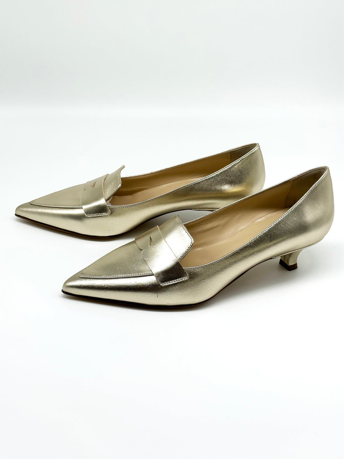 Kitten Heel Loafer Gold - Sample Size 37