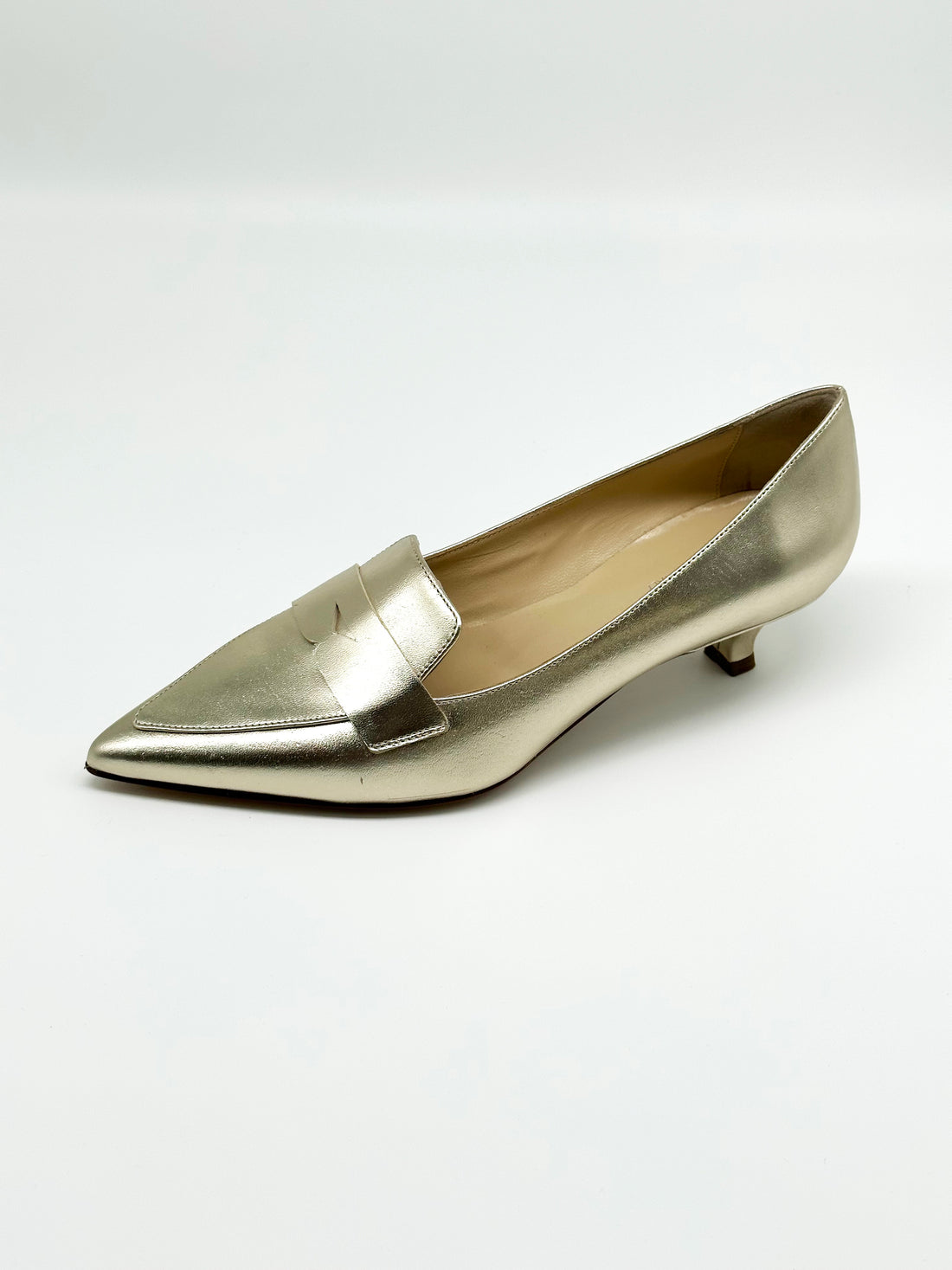 Kitten Heel Loafer Gold - Sample Size 37