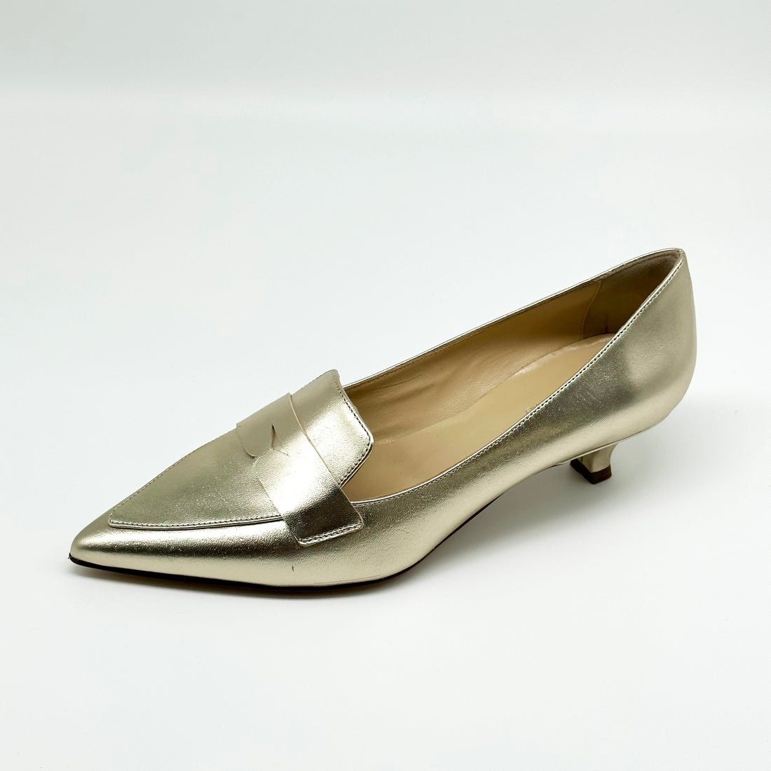 Kitten Heel Loafer Gold - Sample Size 37