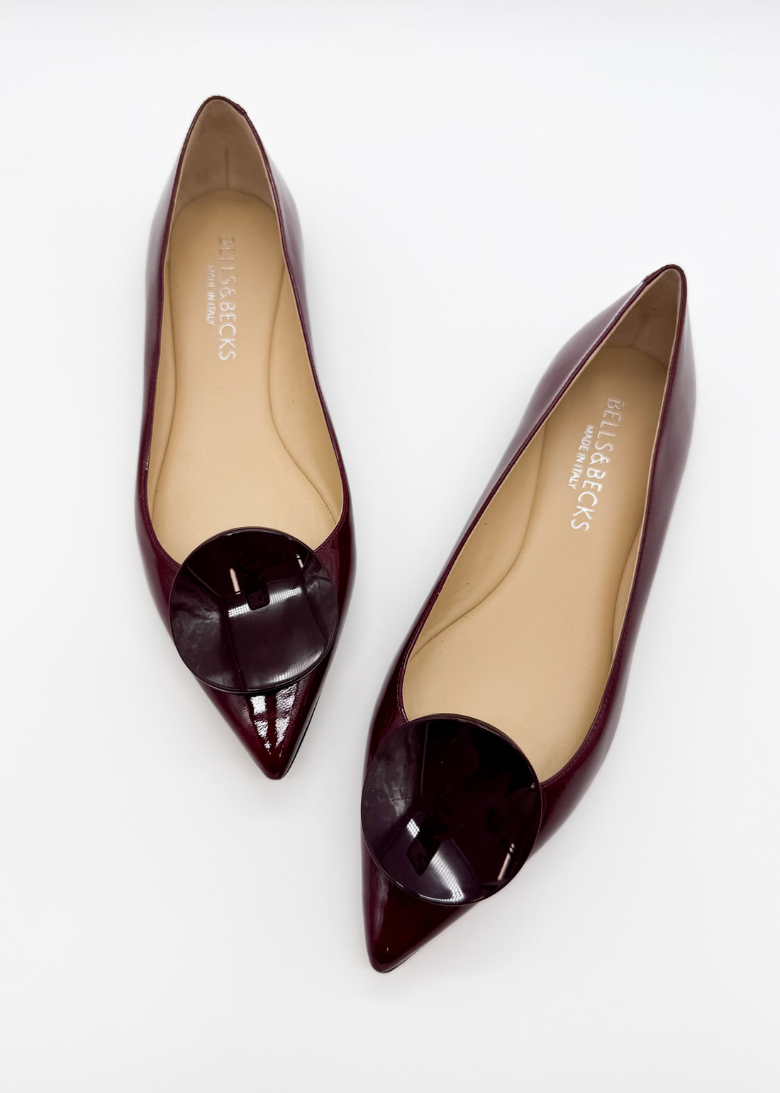 Flat with Round Disc Burgundy - Sample Size 37