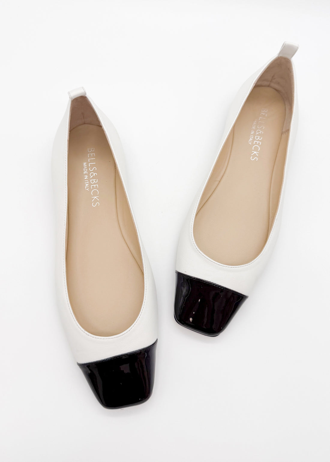 Cap Toe Ballerina White with Black - Sample Size 37