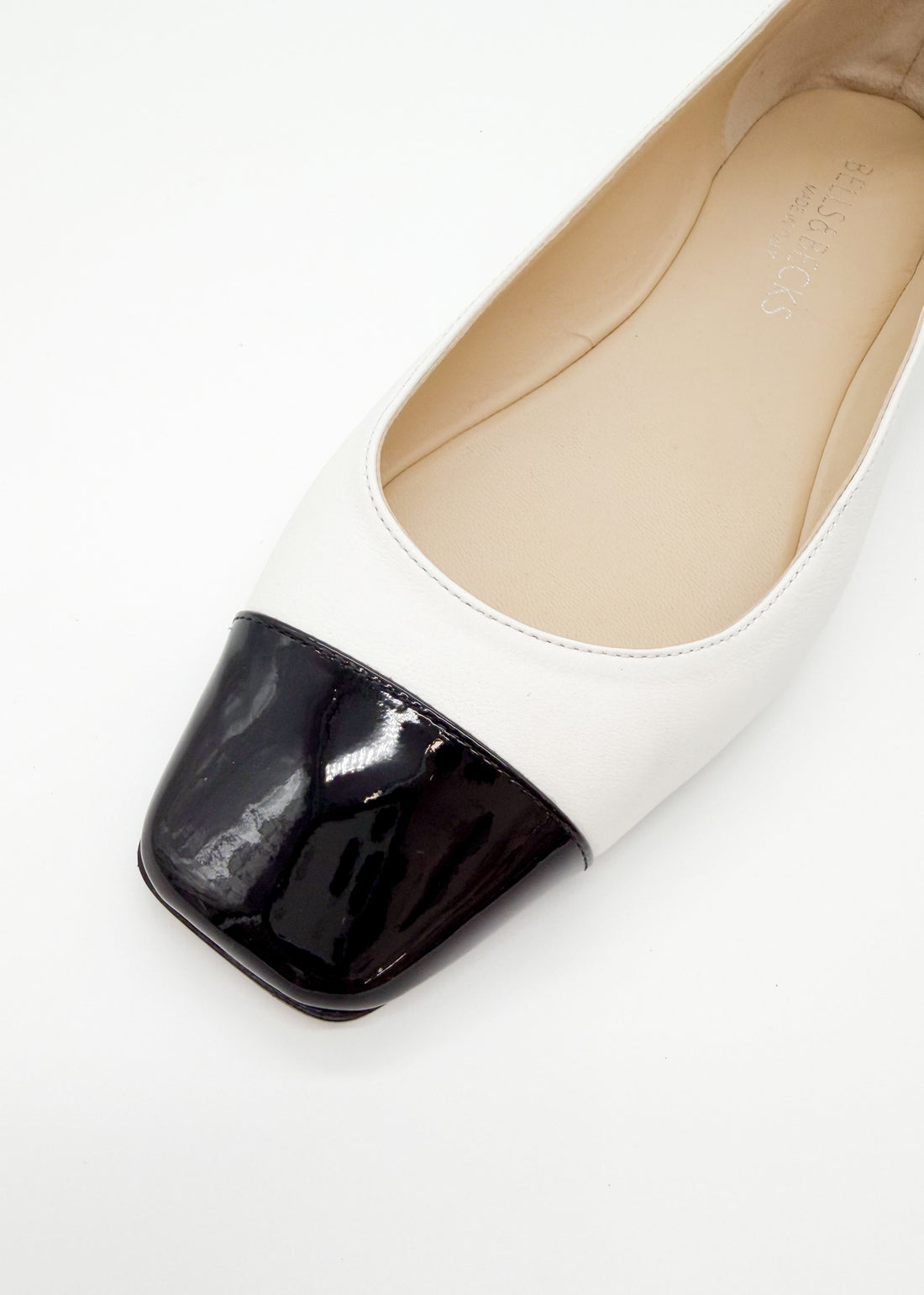 Cap Toe Ballerina White with Black - Sample Size 37
