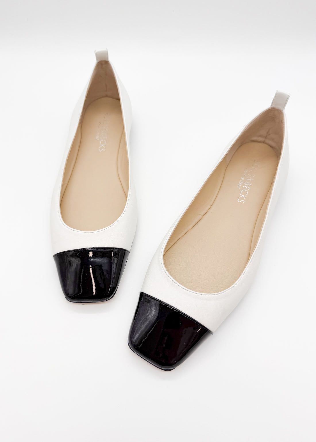 Cap Toe Ballerina White with Black - Sample Size 37