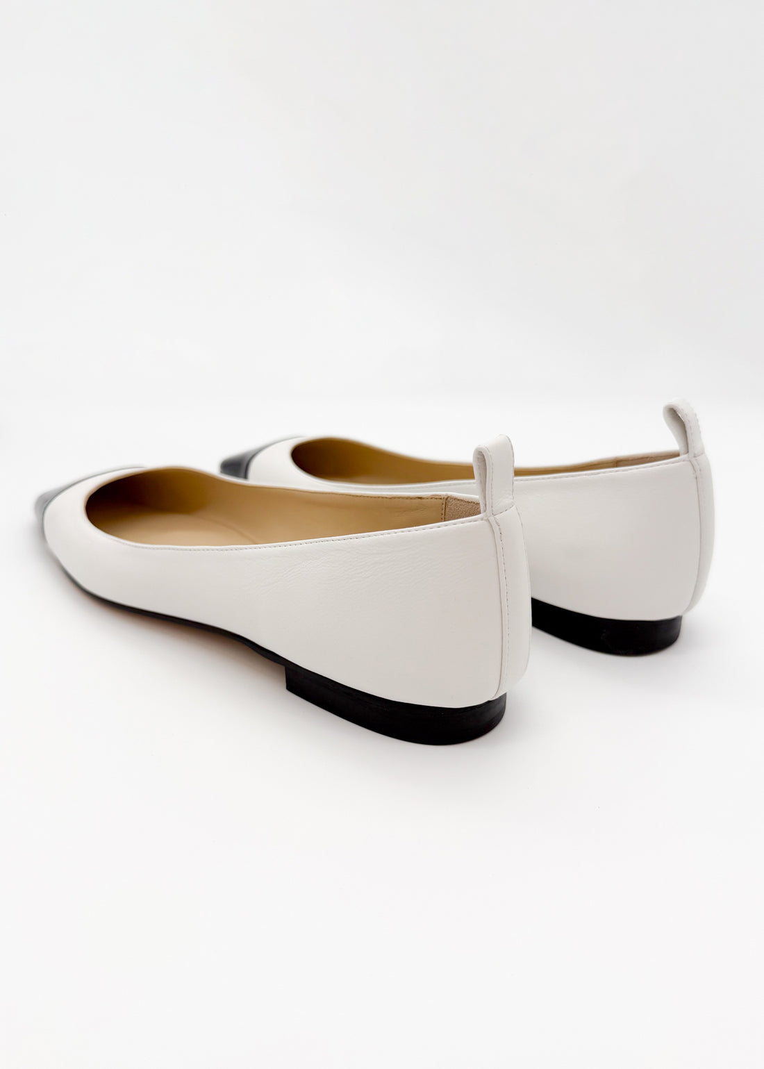 Cap Toe Ballerina White with Black - Sample Size 37