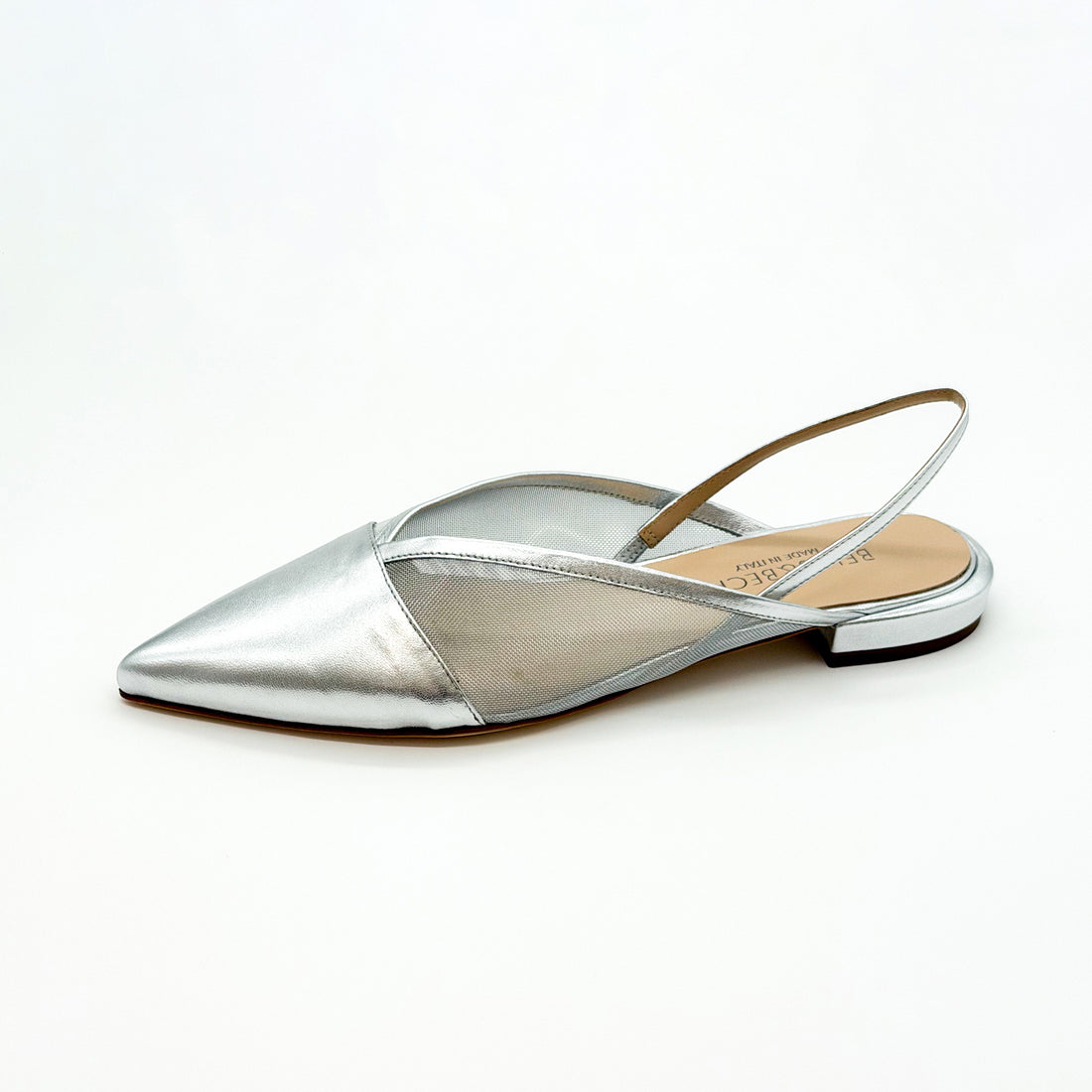Flat Slingback with Mesh Silver - Sample Size 37