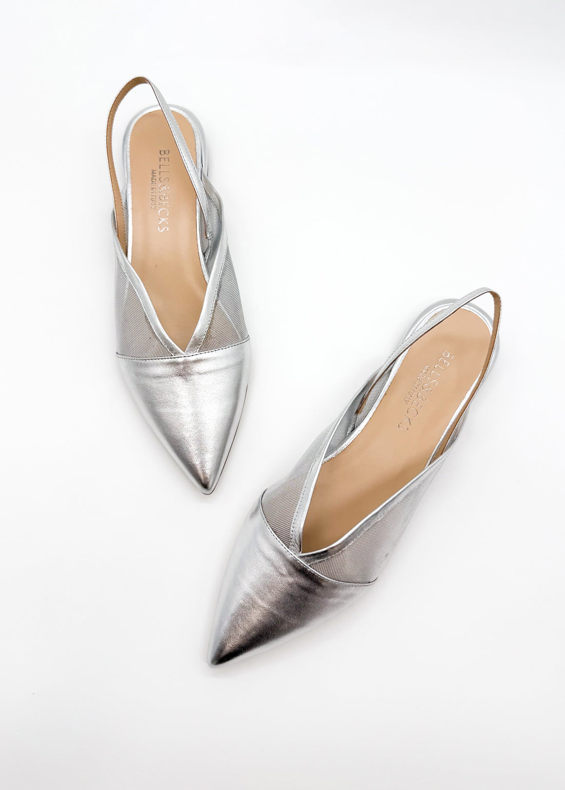 Flat Slingback with Mesh Silver - Sample Size 37