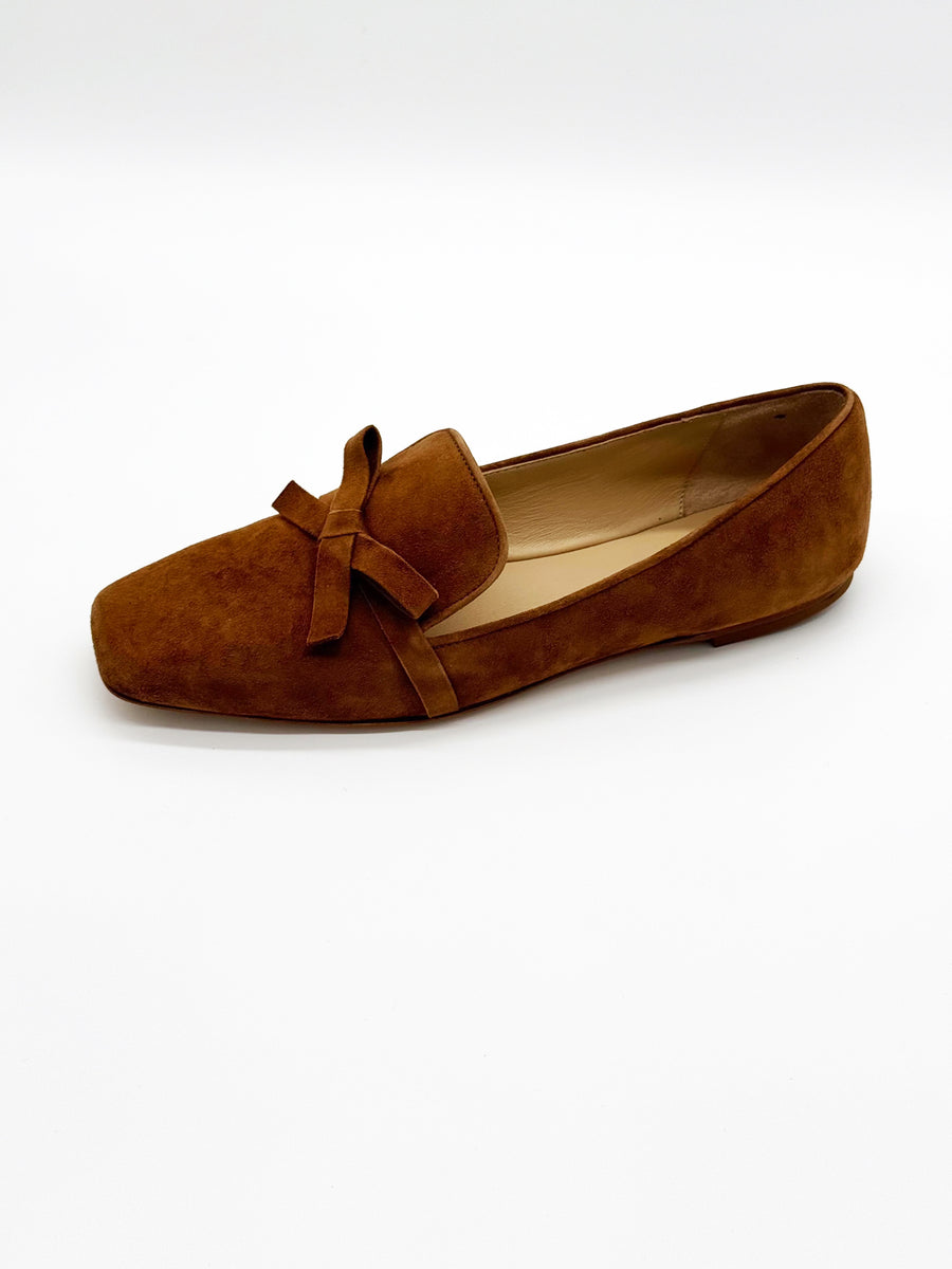 Square Toe Loafer with Bow Caramel - Sample Size 37