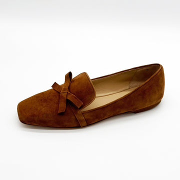 Square Toe Loafer with Bow Caramel - Sample Size 37