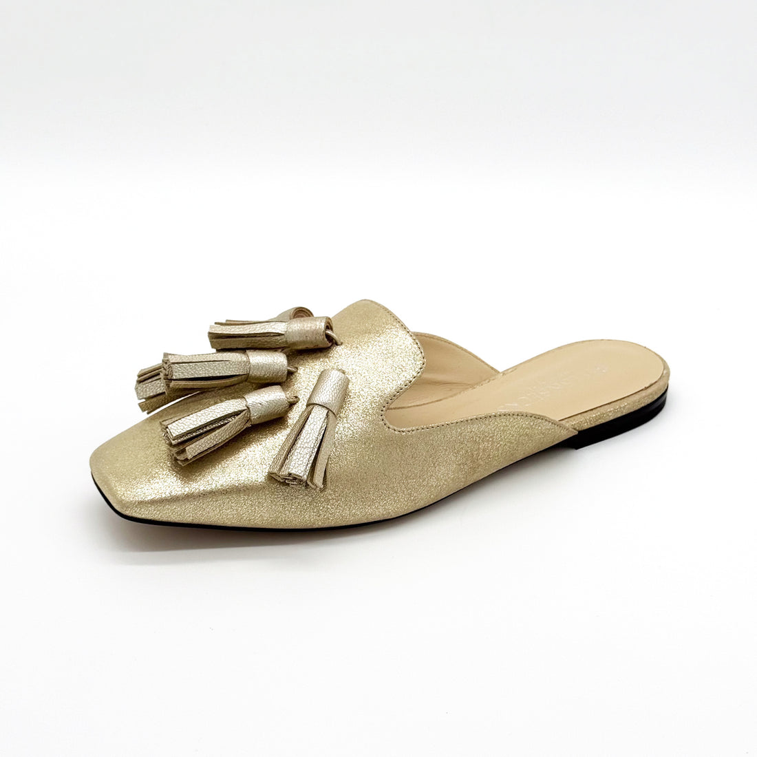 Square Toe Tassel Mule Gold - Sample Size 37