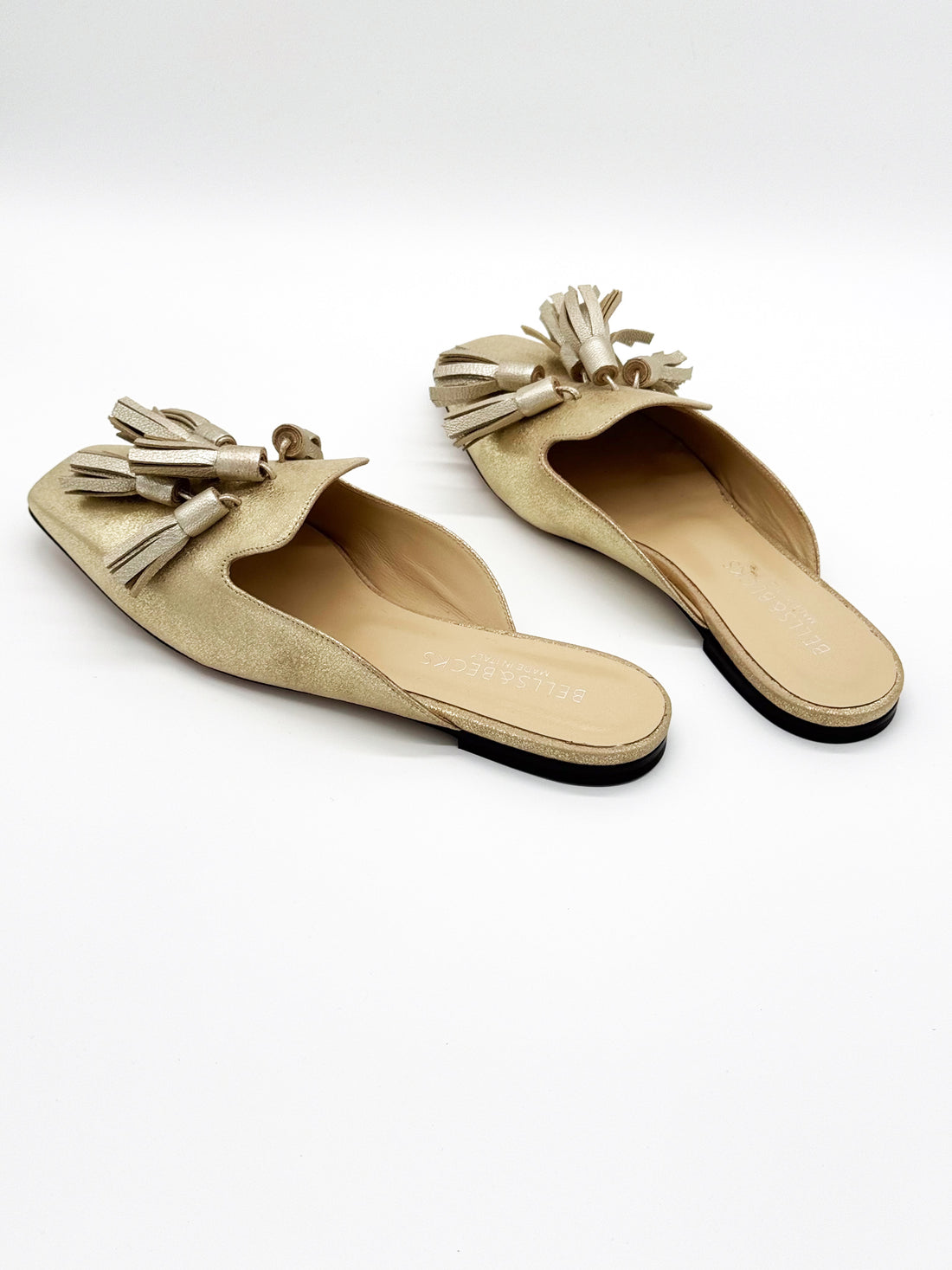 Square Toe Tassel Mule Gold - Sample Size 37