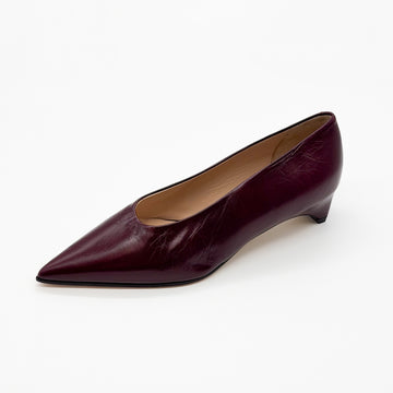 Pointy Toe Mini Wedge Pump Burgundy - Sample Size 37