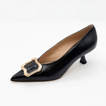 Pointy Toe Pump with Ornament Black - Sample Size 37