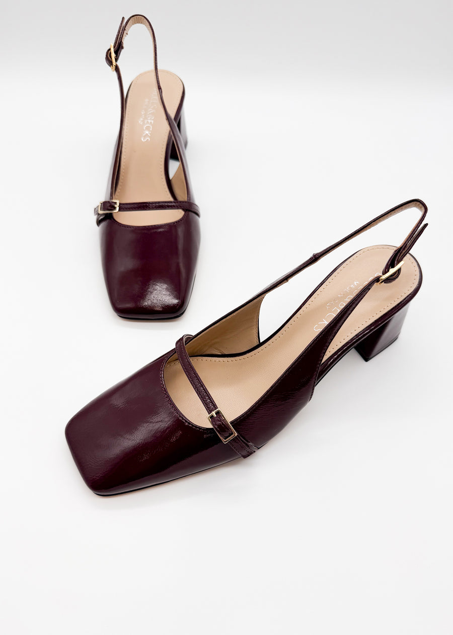 Strap Detail Slingback Burgundy - Sample Size 37