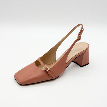 Square Toe Strap Detail Slingback Dusty Rose - Sample Size 37