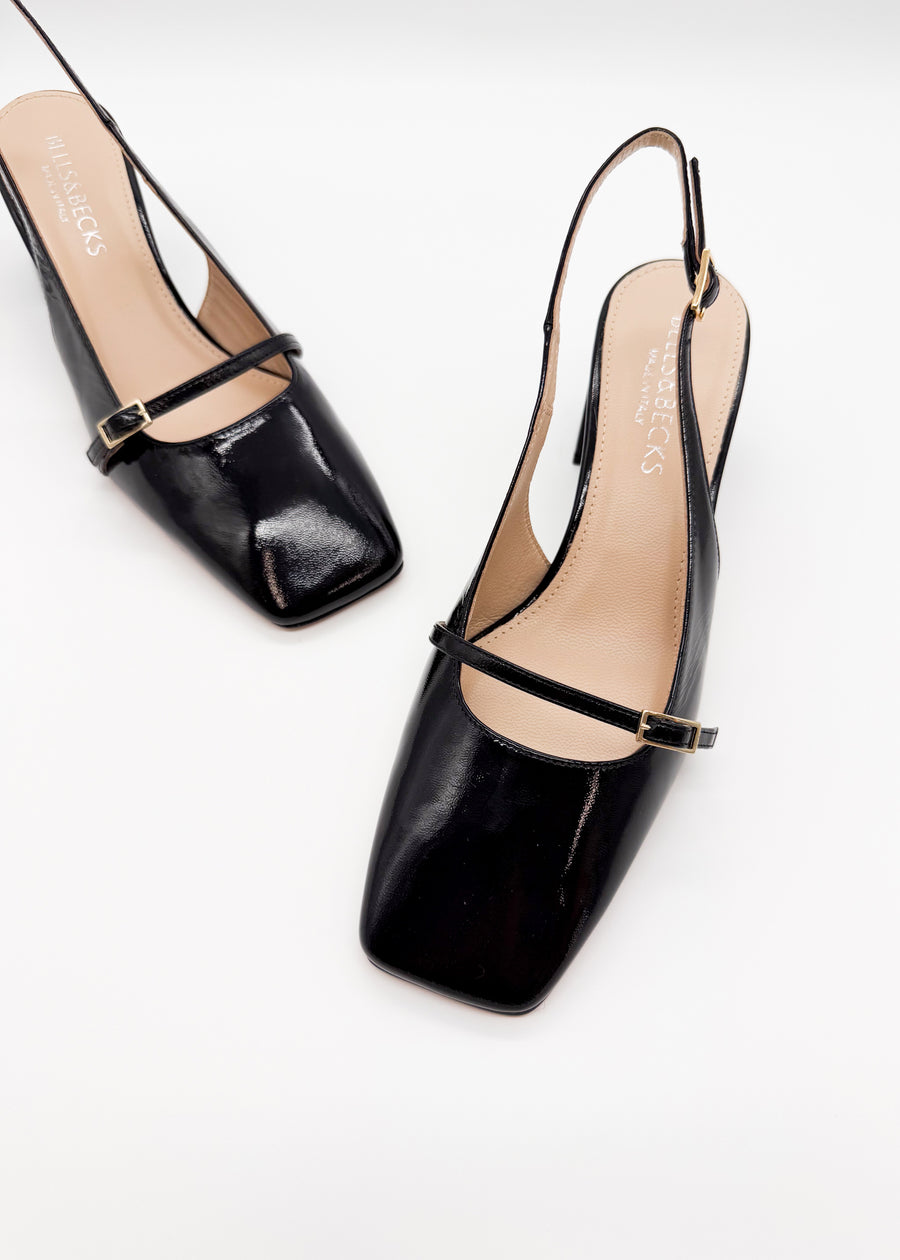 Strap Detail Slingback Black - Sample Size 37