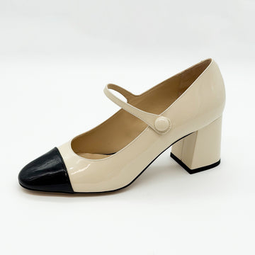 Cap Toe Mary Jane Ivory with Black - Sample Size 37