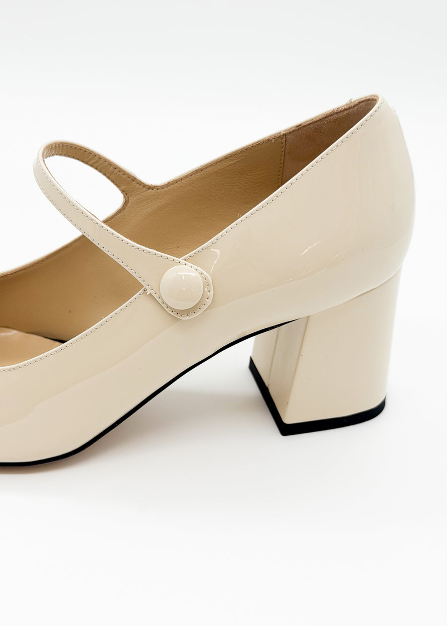 Cap Toe Mary Jane Ivory with Black - Sample Size 37