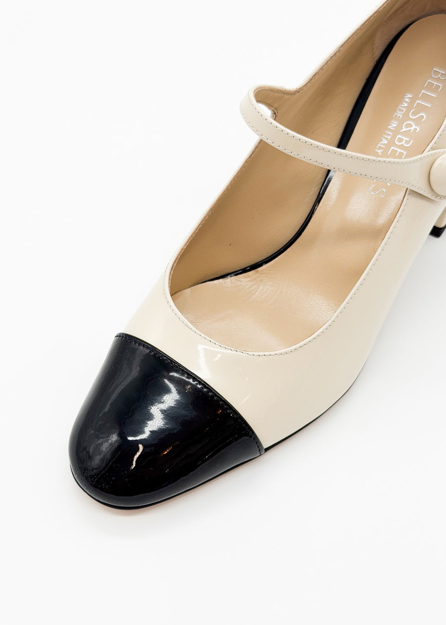 Cap Toe Mary Jane Ivory with Black - Sample Size 37