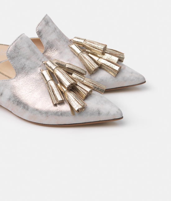 The Mirella Gold Leather Slip-On Mule Luxury Italian Flat Shoes ...